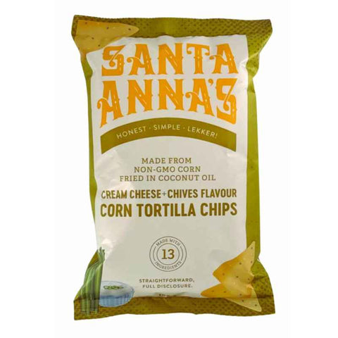 Santa Annas Corn Tortilla Chips | Cream Cheese & Chives (180g) - Kin Culture Shop  
